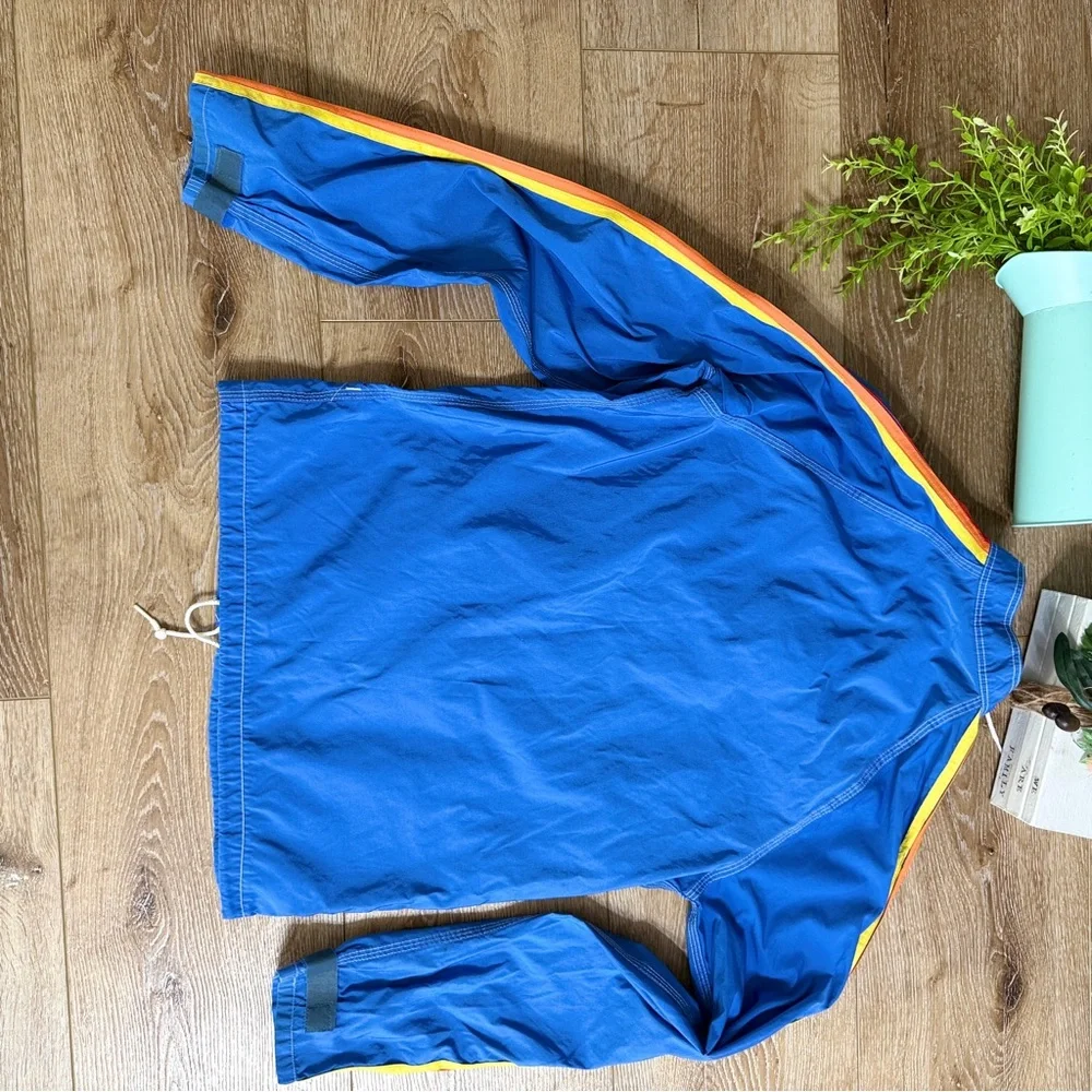 Deadstock Vintage Mens Sundek jacket Windbreaker Zip Surf Swim Blue Rainbow